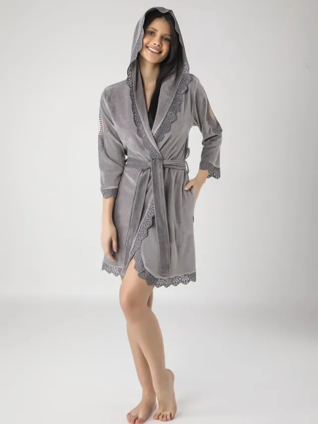 A Sense of Love Dames Bamboe Katoen Badjas Lola / Grijs kleur /