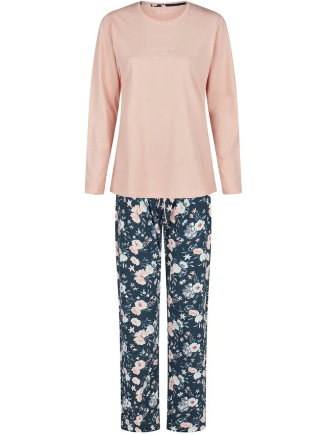 By Louise Dames Pyjama Set Lang Roze Gebloemd