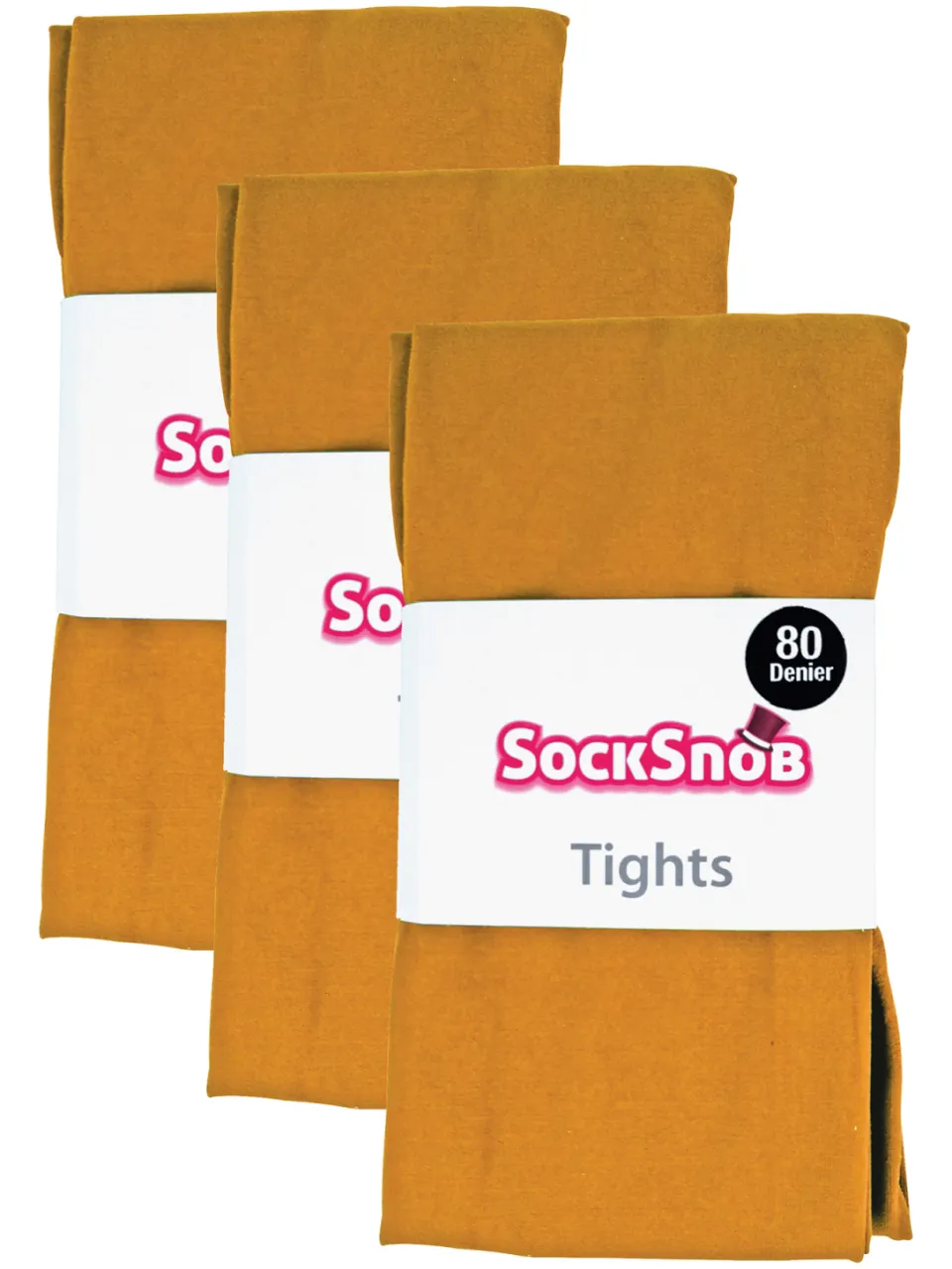 Sock Snob 3 paar dames gekleurde ondoorzichtige 80 denier panty's - Mosterd, foto 2