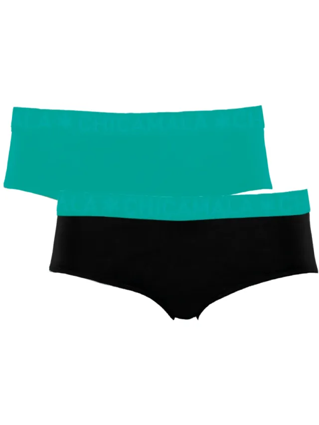 slips 2-pack turquoise en zwart
