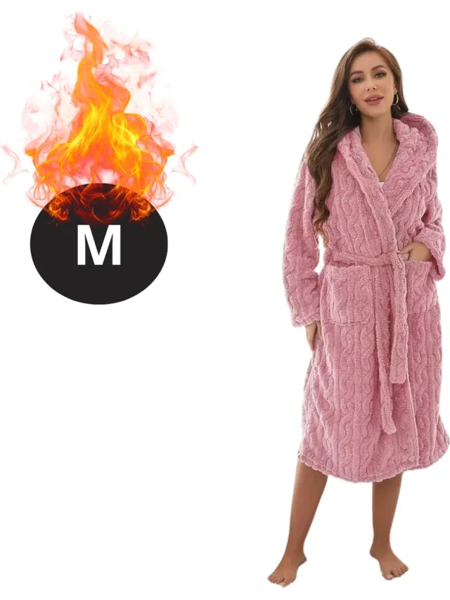 Nivard Badjas Dames - Fleece - Katoen - Badstof - Sauna - Hamam - Wafel - Bathrobe - Duster - Ochtendjas - Kimono - Spa - Roze