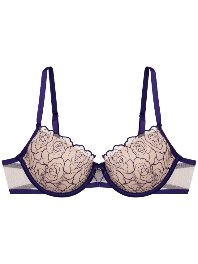 ESOTIQ Batty - Push-upbeha - Marineblauw - Kanten cups - Uitneembare vullingen Marineblauw;Huidskleur