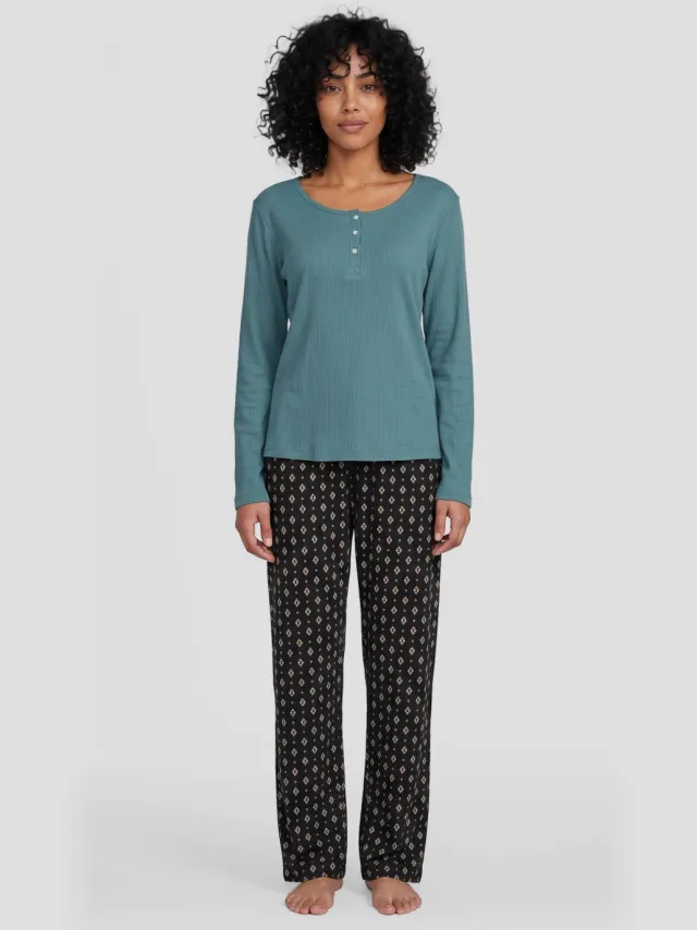 Dreamcovers pyjamaset petrol Petrol/zwart