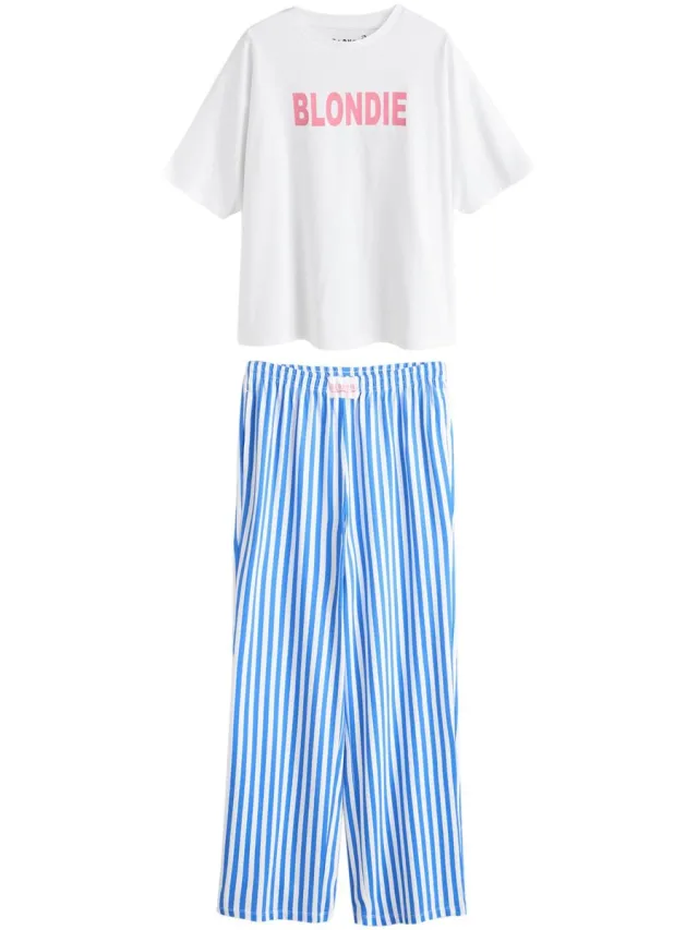 Next Dames - Blondie pyjama met korte mouwen - Tall - Wit White/Blue Stripe