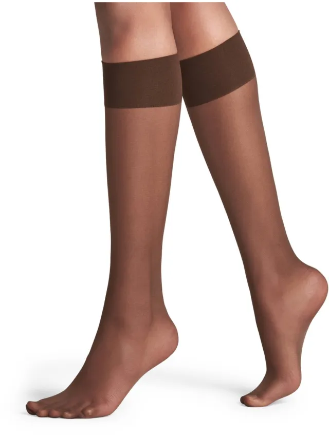 Falke Pure Matt eenkleurig materiaal transparant 20 DEN kniekousen dames bruin-42 bruin 5179
