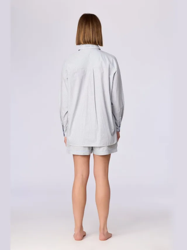 Woody Dames pyjama grijze ruit Grijs