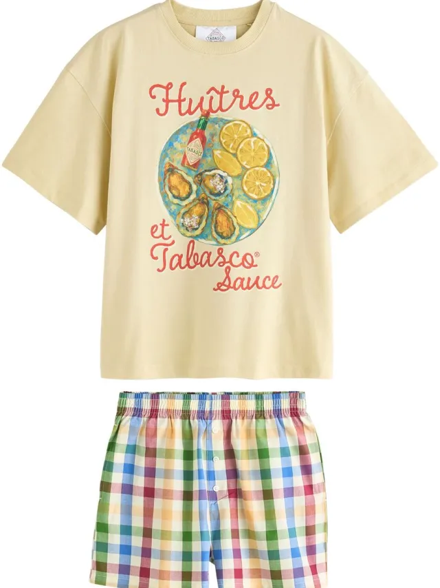 Next Dames - Pyjama met short - Geel Yellow Check Tabasco