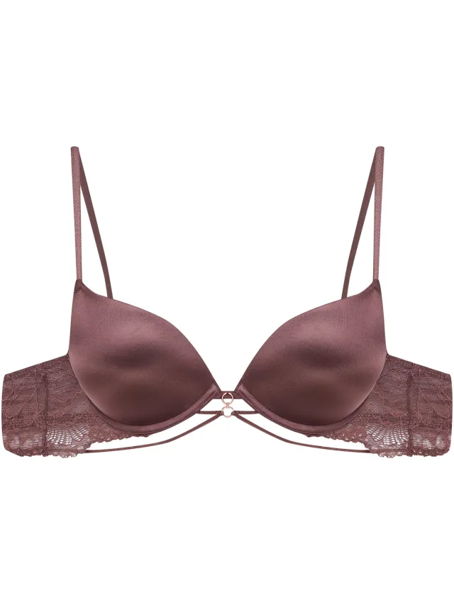 ESOTIQ Olive - Push-upbeha - Donkerchocoladebruin - Kantdetails
