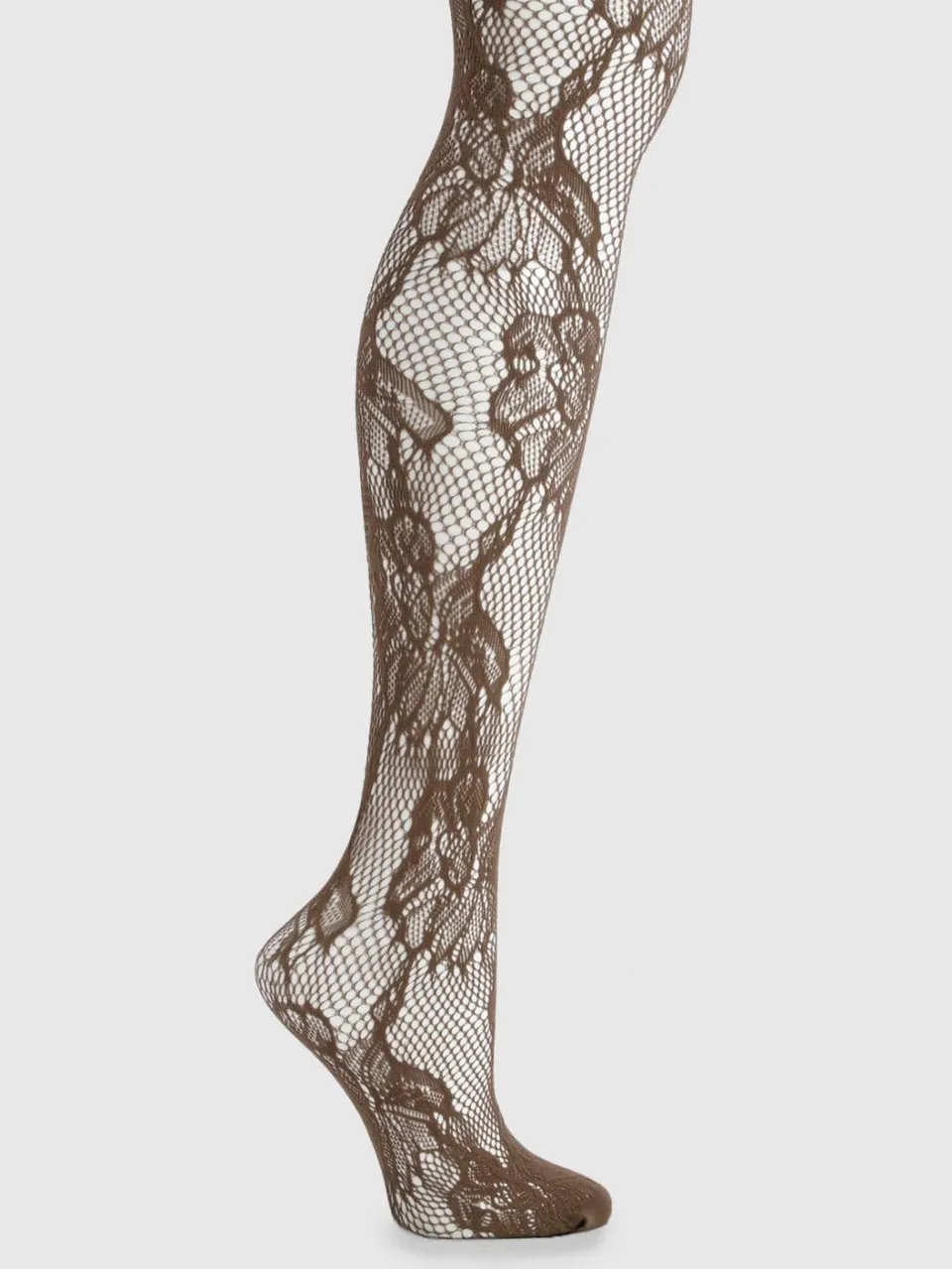 boohoo Dames Grote Bloemen Kant Visnet Panty bruin, foto 2