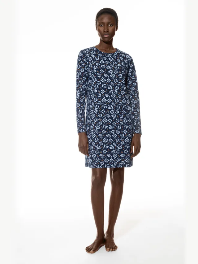 Mey Nachthemd lange mouwen Serie Branches Deep Shadow blauw