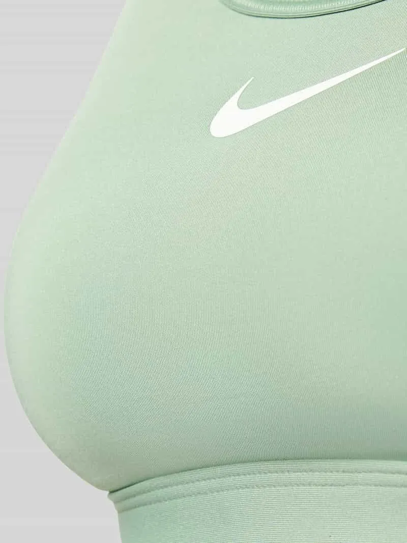 Nike Sport-bh met logoprint model 'Swoosh' kaki, foto 3