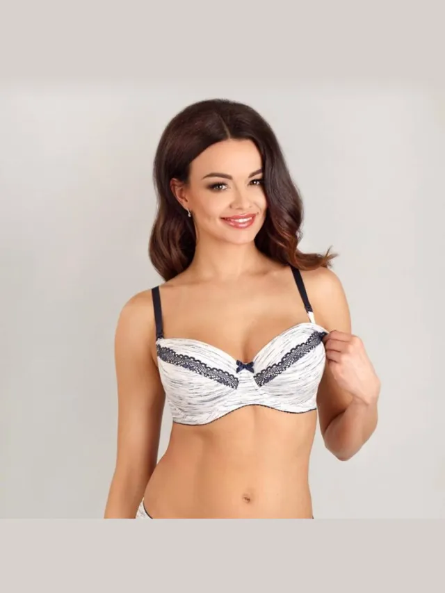 Lupoline White Navy voorgevormde voedingsbh met beugel wit