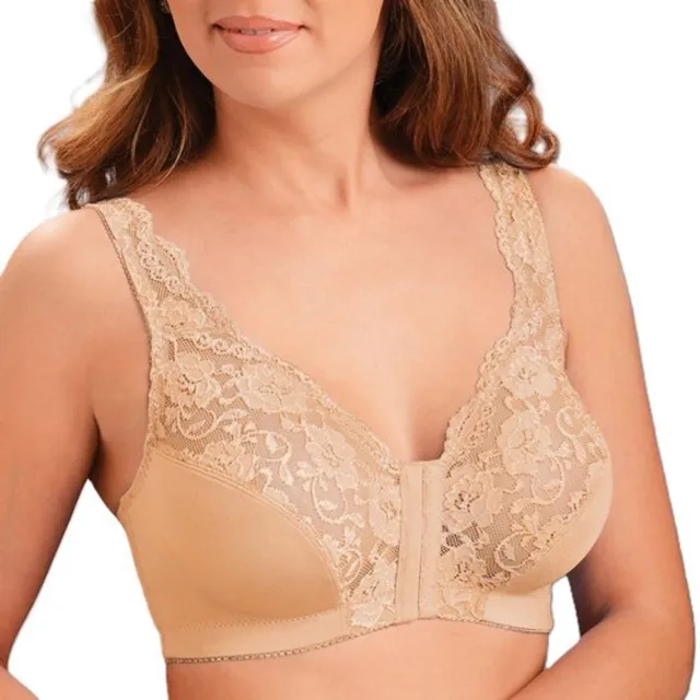 Comfortabele Push Up BH - BH met voorsluiting - BH zonder Beugel - Comfort BH - Onzichtbare BH - Ondersteunende BH - Beige - LOUZIR