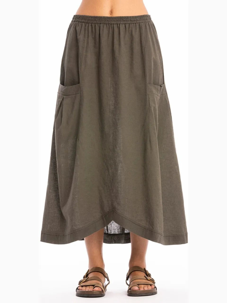 RAVENS VIEW IBIZA dames vegan Rok Spring Pocket Bizonbruin Donkerbruin