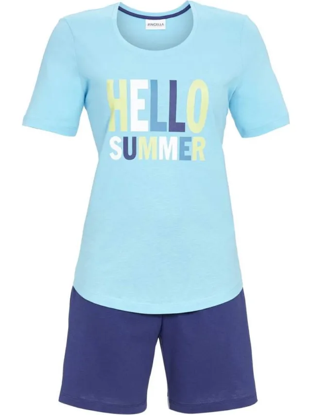 Ringella Turquoise shortama zomer katoen - Blauw - Maat - 36