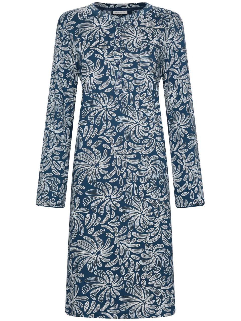 Pastunette nachthemd donkerblauw met witte bloemenprint, foto 2