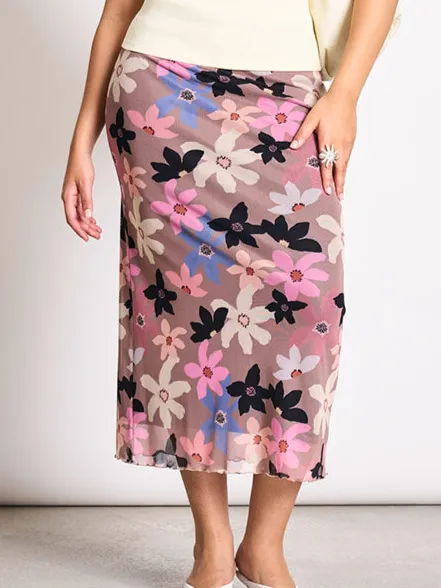 JAN N JUNE dames vegan Maxirok Smuk Wild Bloom roze, foto 2