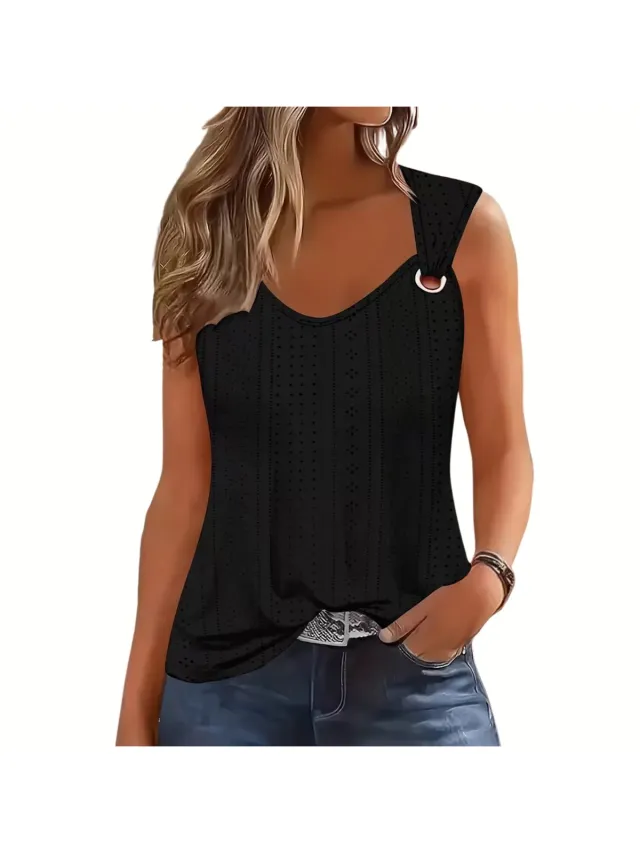 Currero Topje Dames - Top Kleding - Shirt - Blouse - Kort - Volwassen - Zwart