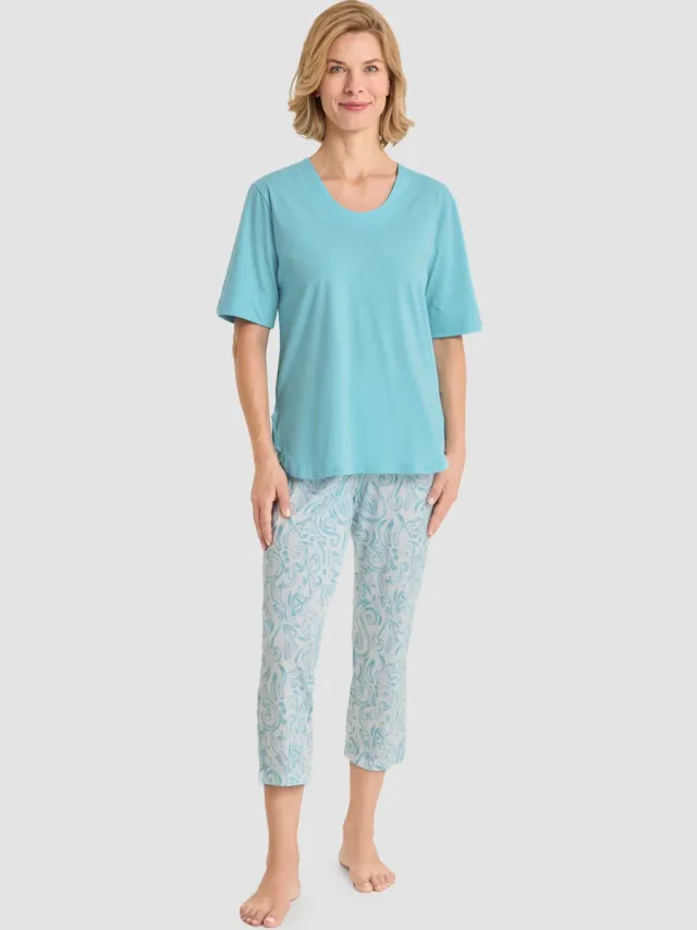 Rösch Paisley Pyjama 1263044 Aqua Blauw