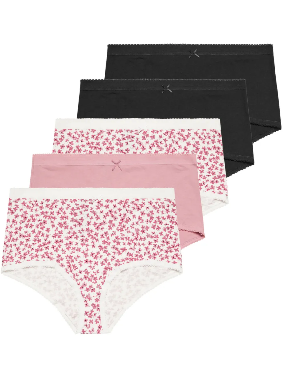 Yours 5 Pack Roze En Zwarte Slips Met Volledige Dekking En Bloemenprint-68, foto 5