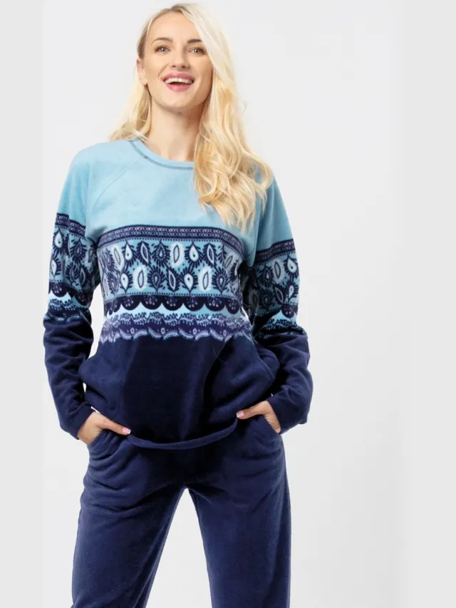 Key Warme Dames Pyjama Fleece Blauw LHS 893 36 /