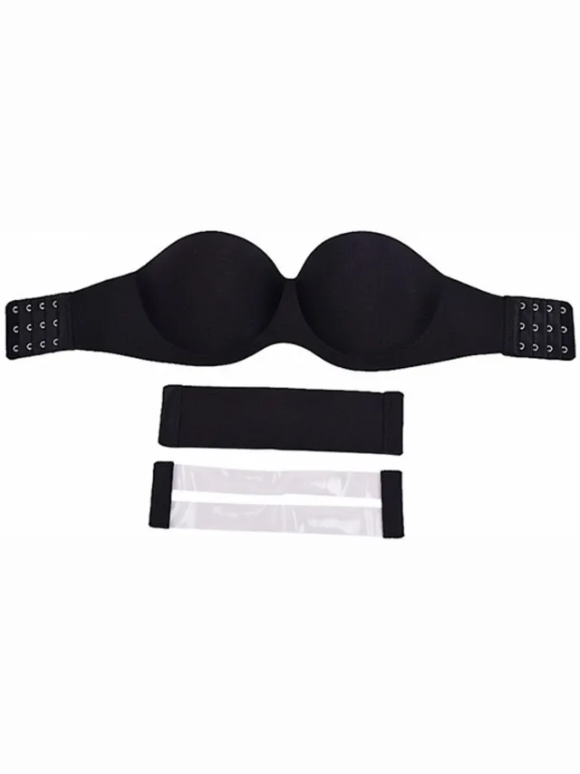 Attrezzo Strapless Push up BH - Variabel 70C tot 80C - Open rug - Zwart