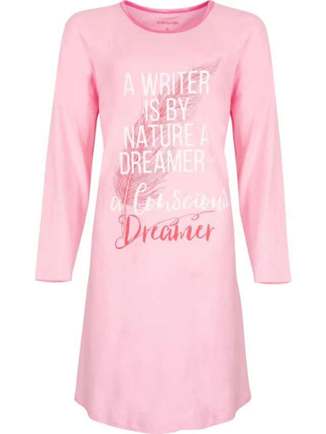 Temptation Dames Nachthemd - 100% Katoen - Licht Roze
