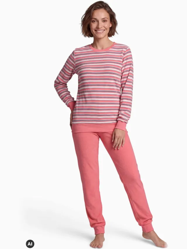 Normann Dames badstof pyjama Relax 22620113811 - Rose - L 44/46