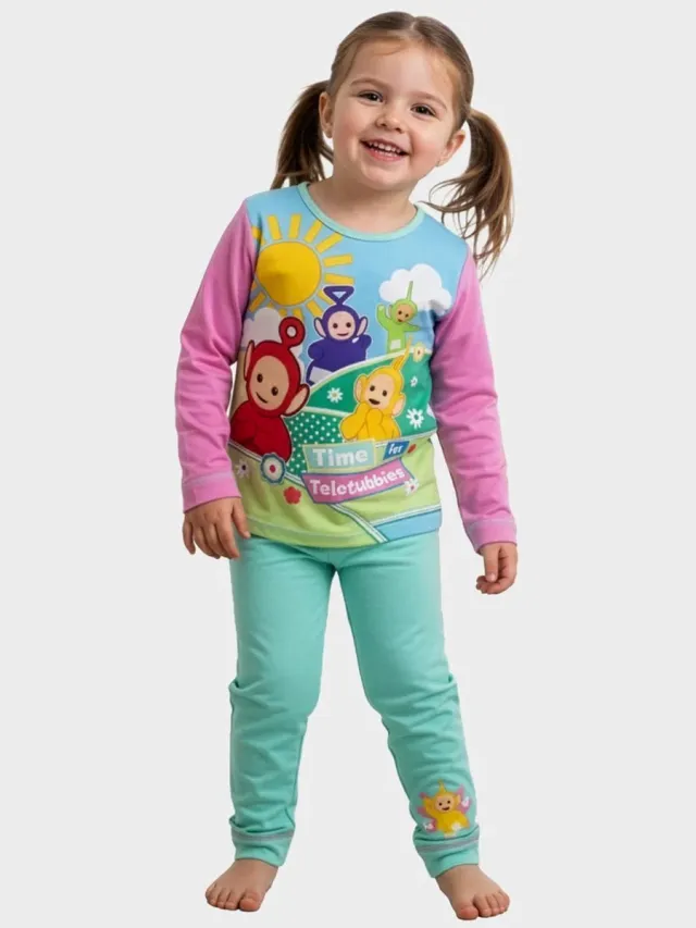 Teletubbies Pyjama - Meisjespyjama - Kinderpyjama Set - Roze / Mintgroen multi colour