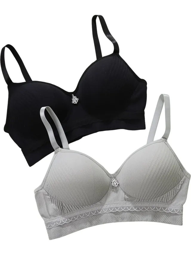 Currero BH Zonder Beugel - Strapless - Zonder Bandjes - Met Voorsluiting - Push-up Bh's - Comfort Beha - Comfortabel - Grote Sluiting - Zwart + Grijs