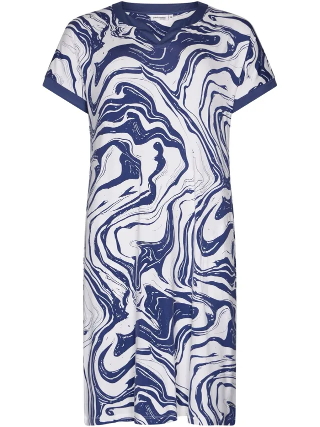 Pastunette Dames Nachthemd Pastunette Premium - Marble - Viscose blauw