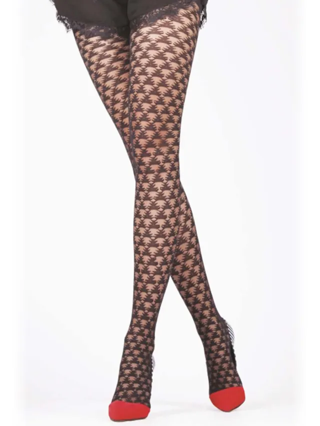Daymod Maya Met Patroon panty 60 Denier - ZWART