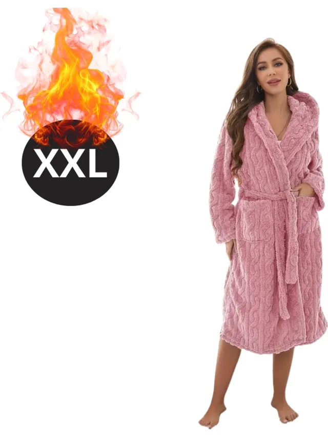 Bovista Badjas Dames - Fleece - Katoen - Badstof - Sauna - Hamam - Wafel - Bathrobe - Duster - Ochtendjas - Kimono - Spa - Roze
