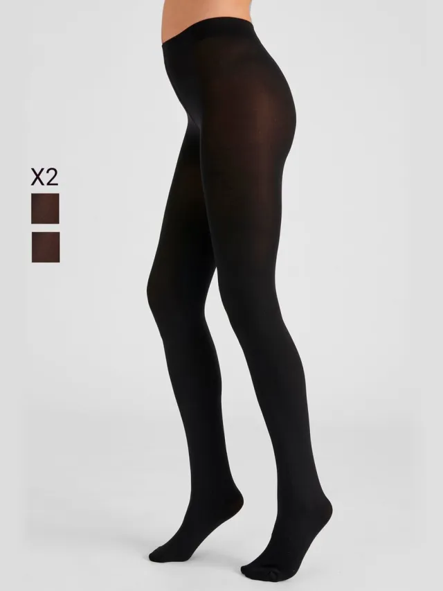 Damart Set van 2 panty's Thermolactyl 100D - Dames - Zwart