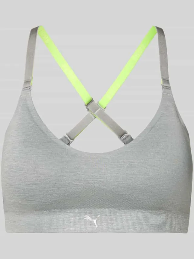 Puma Triangel-bh met logo en gekruiste bandjes Middengrijs gemêleerd