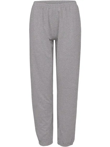 By Louise Dames pyjama set lang katoen donkerblauw / grijs gestipt, foto 2