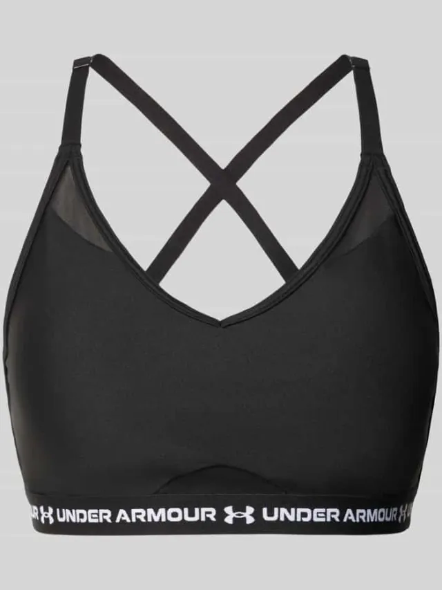 Under Armour Sport-bh met labelopschrift model 'UA Crossback Low Bra' Zwart
