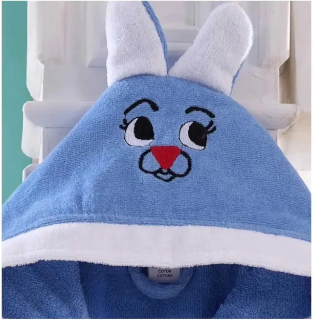 Teksmoda Gekleurde Badjas - Katoenen - Blauw - 7/8 Jaar blauw en wit