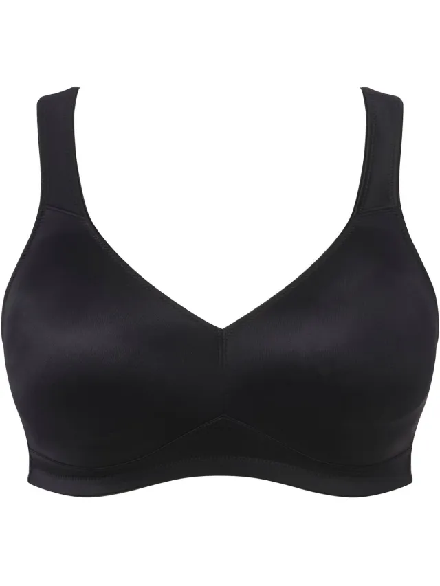 Ulla Popken Dames - Microvezel-beha voorgevormde cups ademend - Klassiek zwart