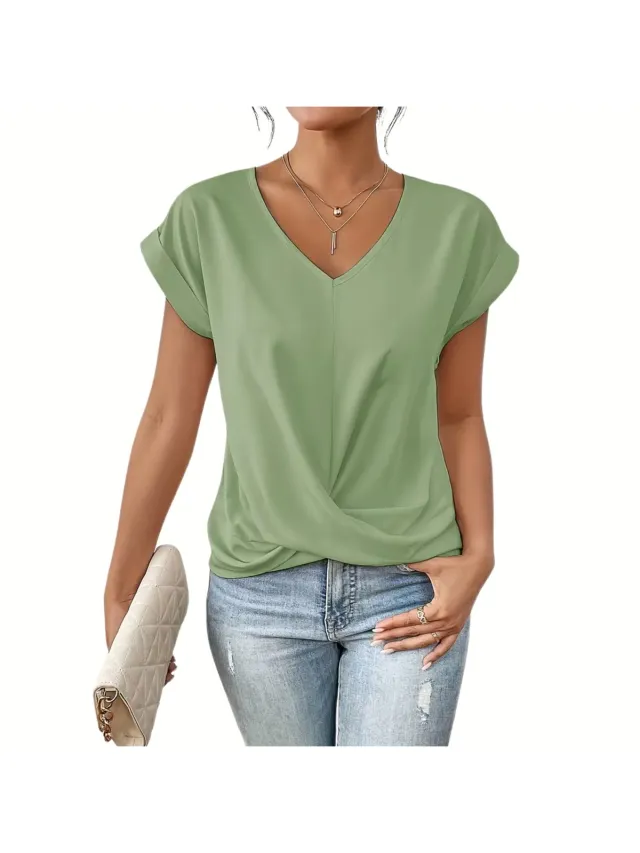 Currero Topje Dames - Top Kleding - Shirt - Blouse - Kort - Volwassen - Matchagroen Matcha-groen