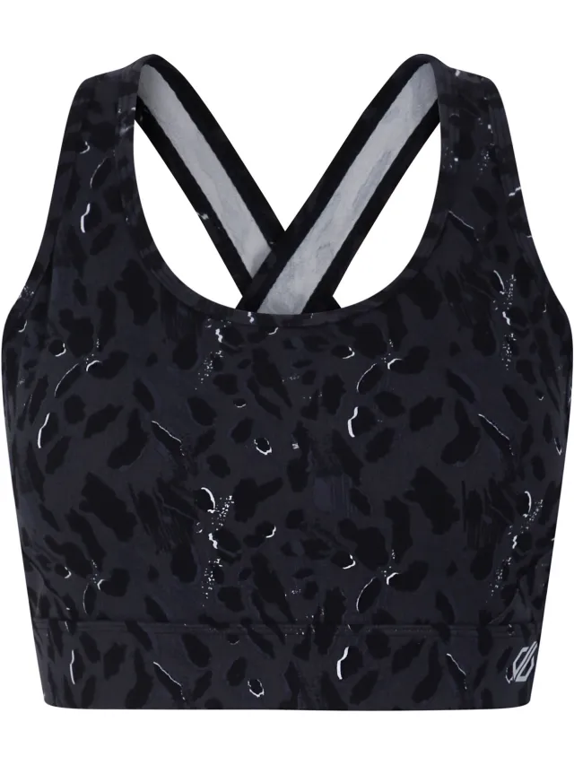 Dare 2b Dare2b Dames swift ii sportbeha met dierenprint Zwart