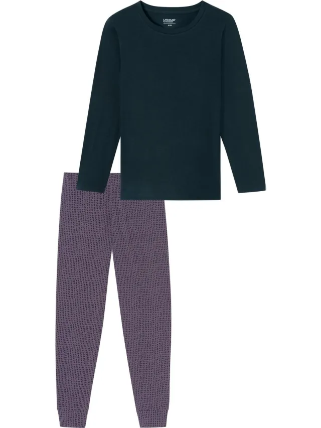Uncover by Schiesser SCHIESSER - Pyjama lang - Dames - Pyjamas nachtblauw