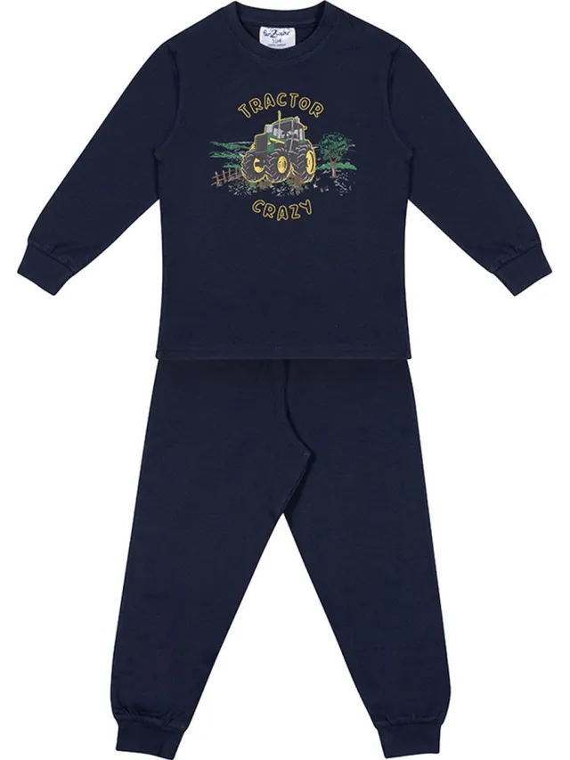 Fun2Wear Pyjama Tractor Crazy - Navy Blauw Blauw tractor