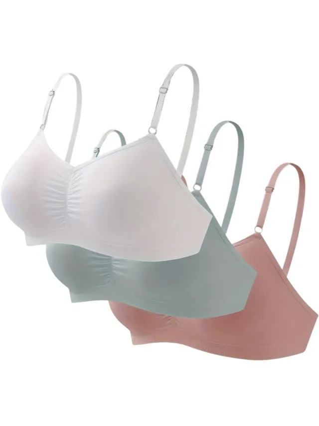 Currero BH Zonder Beugel - Strapless - Zonder Bandjes - Met Voorsluiting - Push-up Bh's - Comfort Beha - Comfortabel - Grote Sluiting - Blauw + Roze + Wit