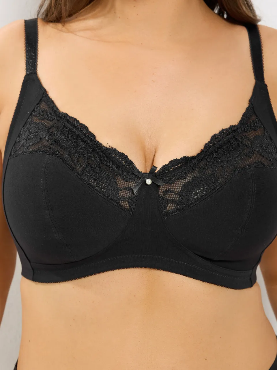 Yours Katoenen Bh Zonder Beugel Met Kant Detail In Zwart Bestsellersize, foto 5