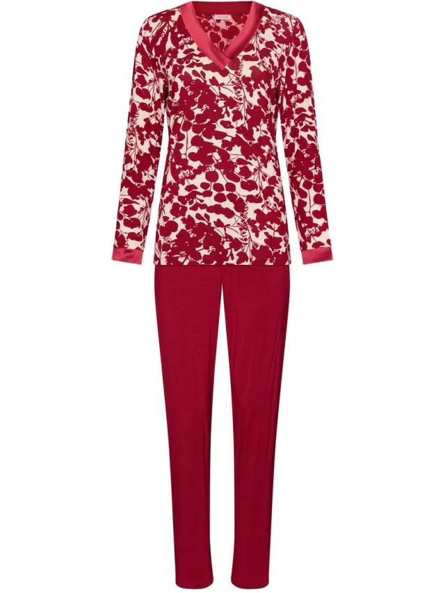 Pastunette Premium - Scarlet Bloom - Pyjama - Viscose - Rood/Ecru