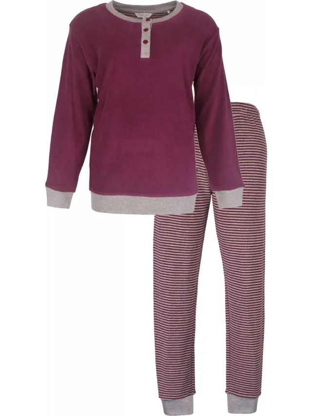 Tenderness Dames Pyjama - Badstof - Gestreept Dessin - Rood