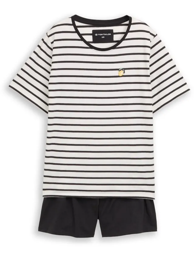 Tom Tailor Pyjamaset met streepjesmotief - black-medium-striped
