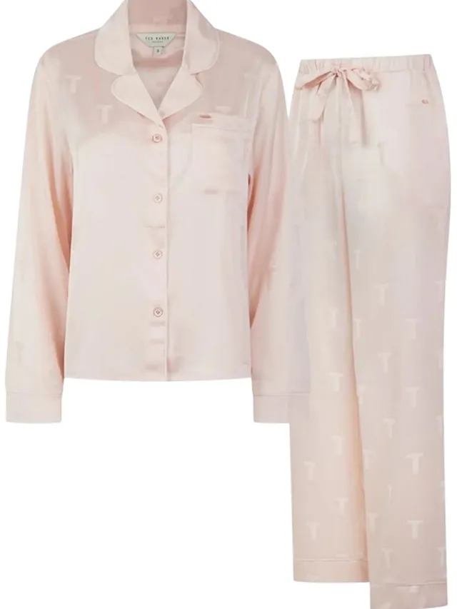 Ted Baker Peggy satijnen lange pyjamaset voor dames (Roze)