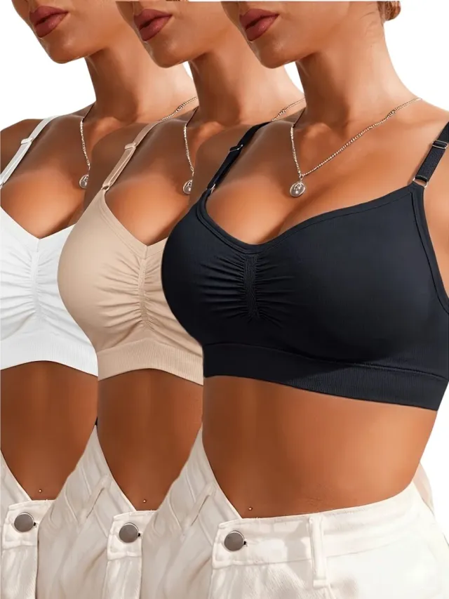 Currero BH Zonder Beugel - Strapless - Zonder Bandjes - Met Voorsluiting - Push-up Bh's - Comfort Beha - Comfortabel - Grote Sluiting - Zwart + Abrikoos + Wit